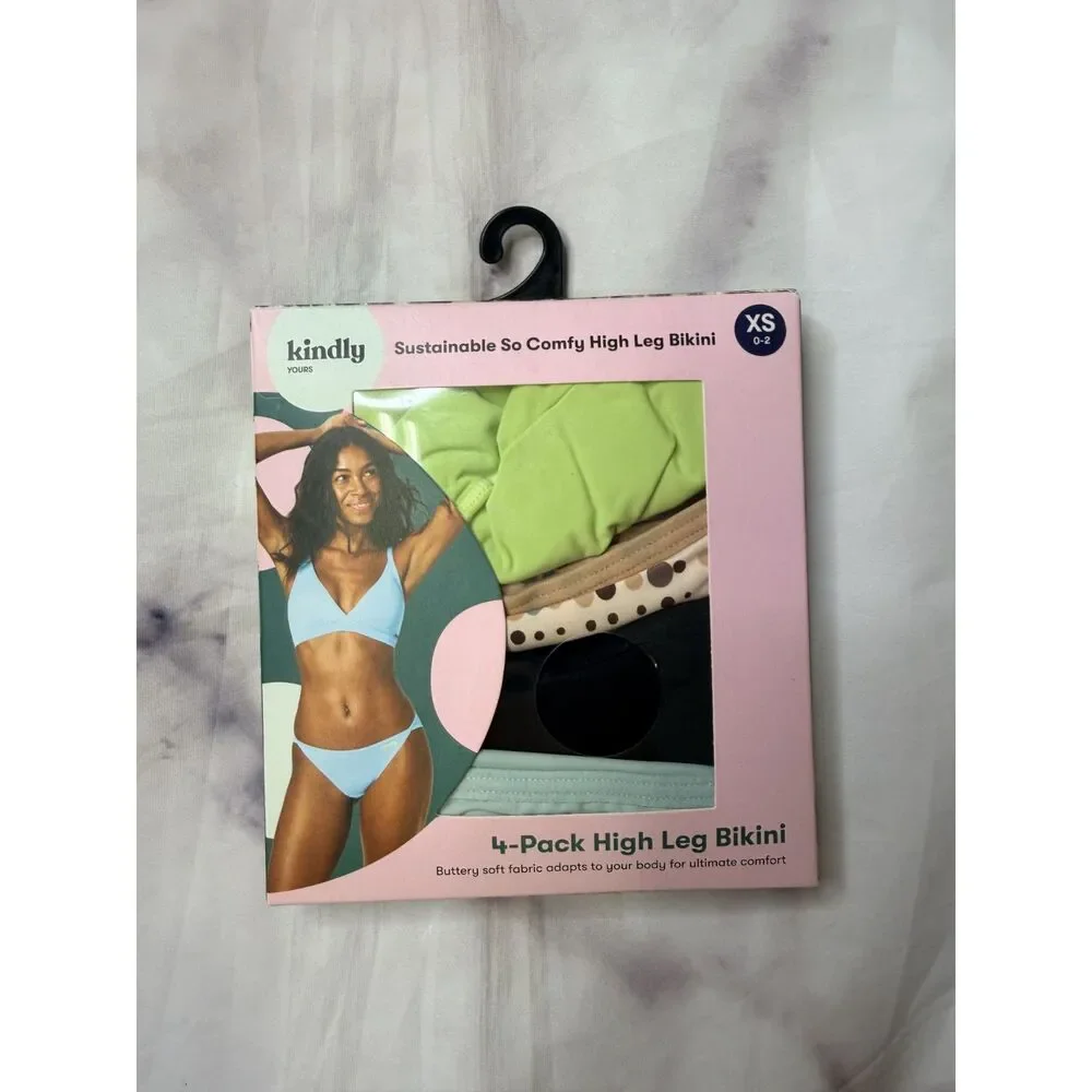 Kindly Yours Women’s So Comfy Micro High Leg Bikini Underwear, 4-Pack